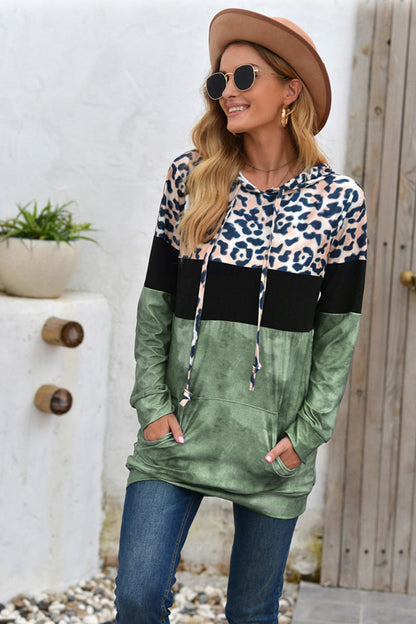 Creamtopmall Leopard Patchwork Hooded Tops