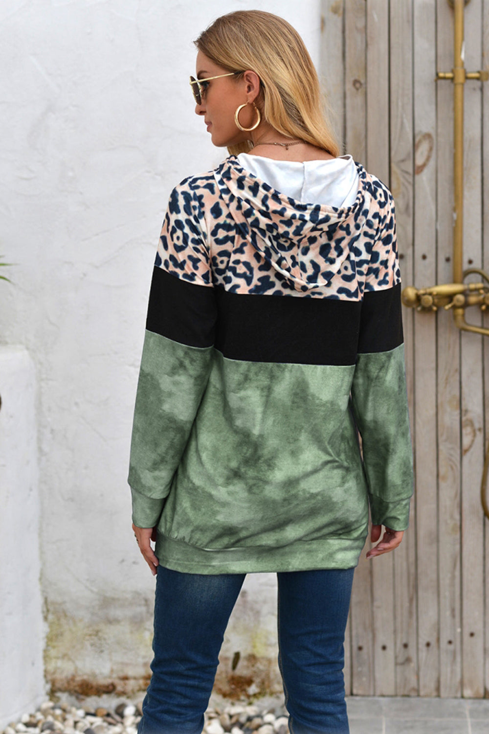 Creamtopmall Leopard Patchwork Hooded Tops