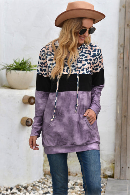 Creamtopmall Leopard Patchwork Hooded Tops