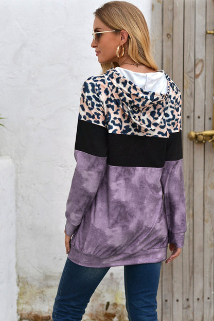 Creamtopmall Leopard Patchwork Hooded Tops