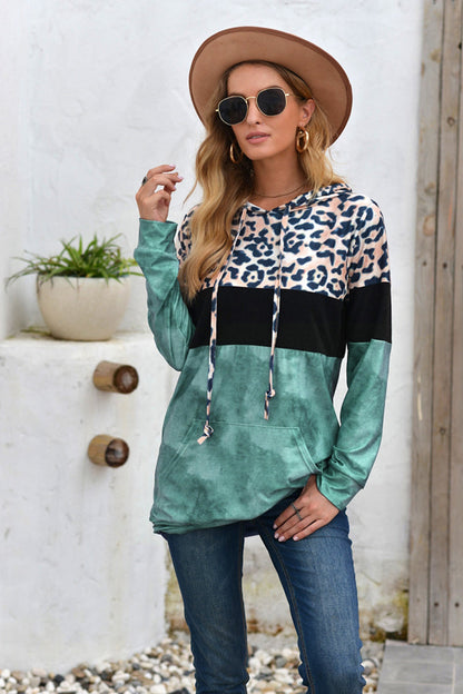 Creamtopmall Leopard Patchwork Hooded Tops