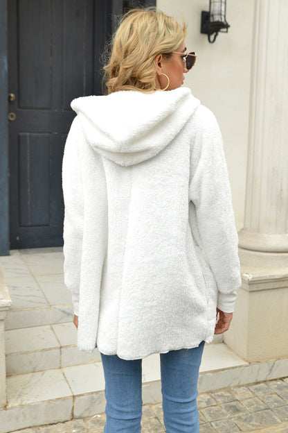 Creamtopmall Plush Mid-Length Lapel Hooded Jacket