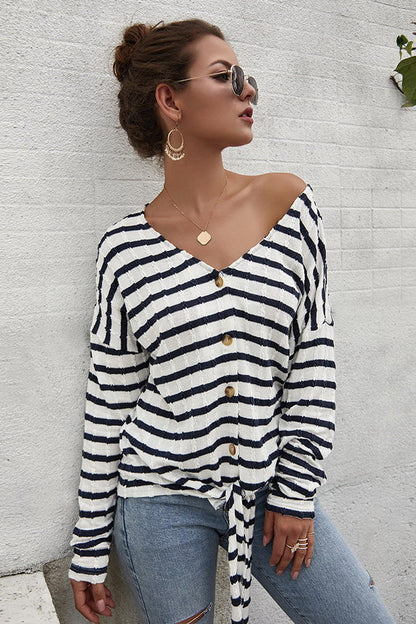 Creamtopmall Striped T-shirt Sweater