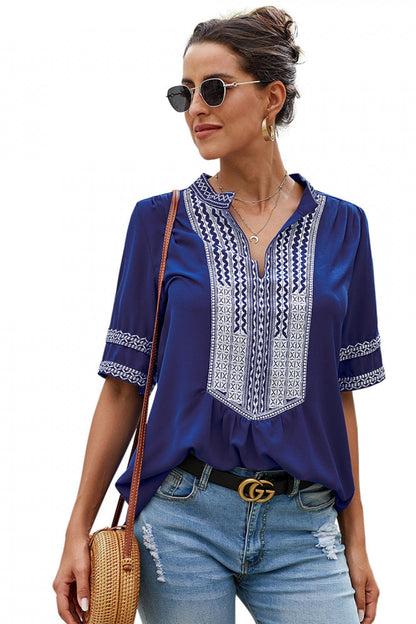 Creamtopmall Vintage Patchwork Embroidered Lace Shirt