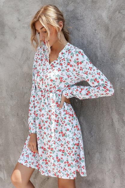 Creamtopmall Long Sleeve Printed Loose Dress