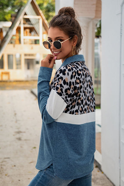 Creamtopmall Leopard Patchwork Iiregular Top