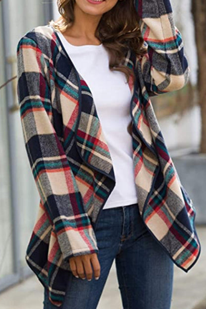 Creamtopmall Plaid Tie Waist Suit Jacket