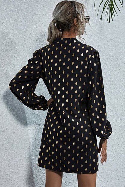 Creamtopmall V-neck Polka Dot Long Sleeve Dress