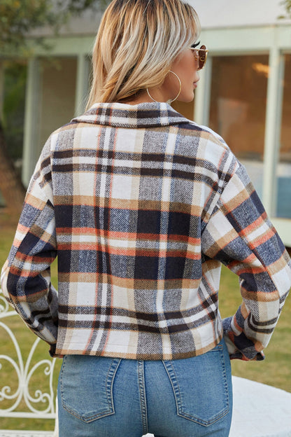 Creamtopmall Loose Check Zipper Jacket