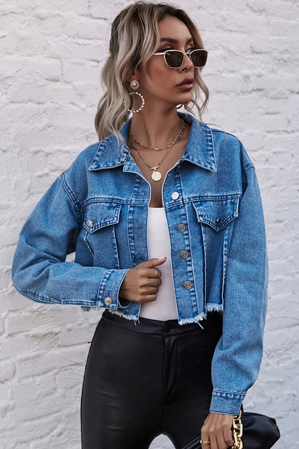 Creamtopmall Loose Cropped Denim Jacket