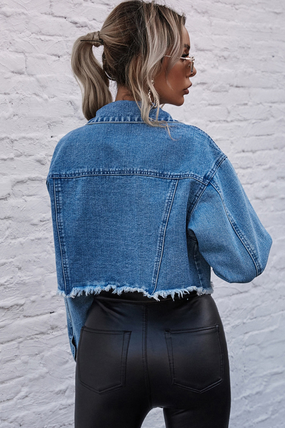 Creamtopmall Loose Cropped Denim Jacket