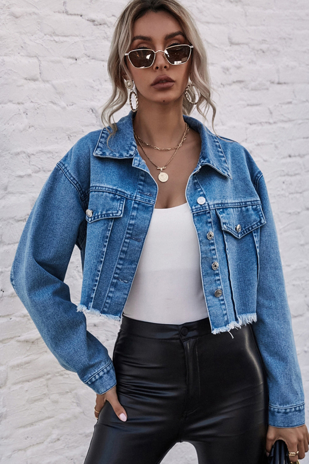 Creamtopmall Loose Cropped Denim Jacket