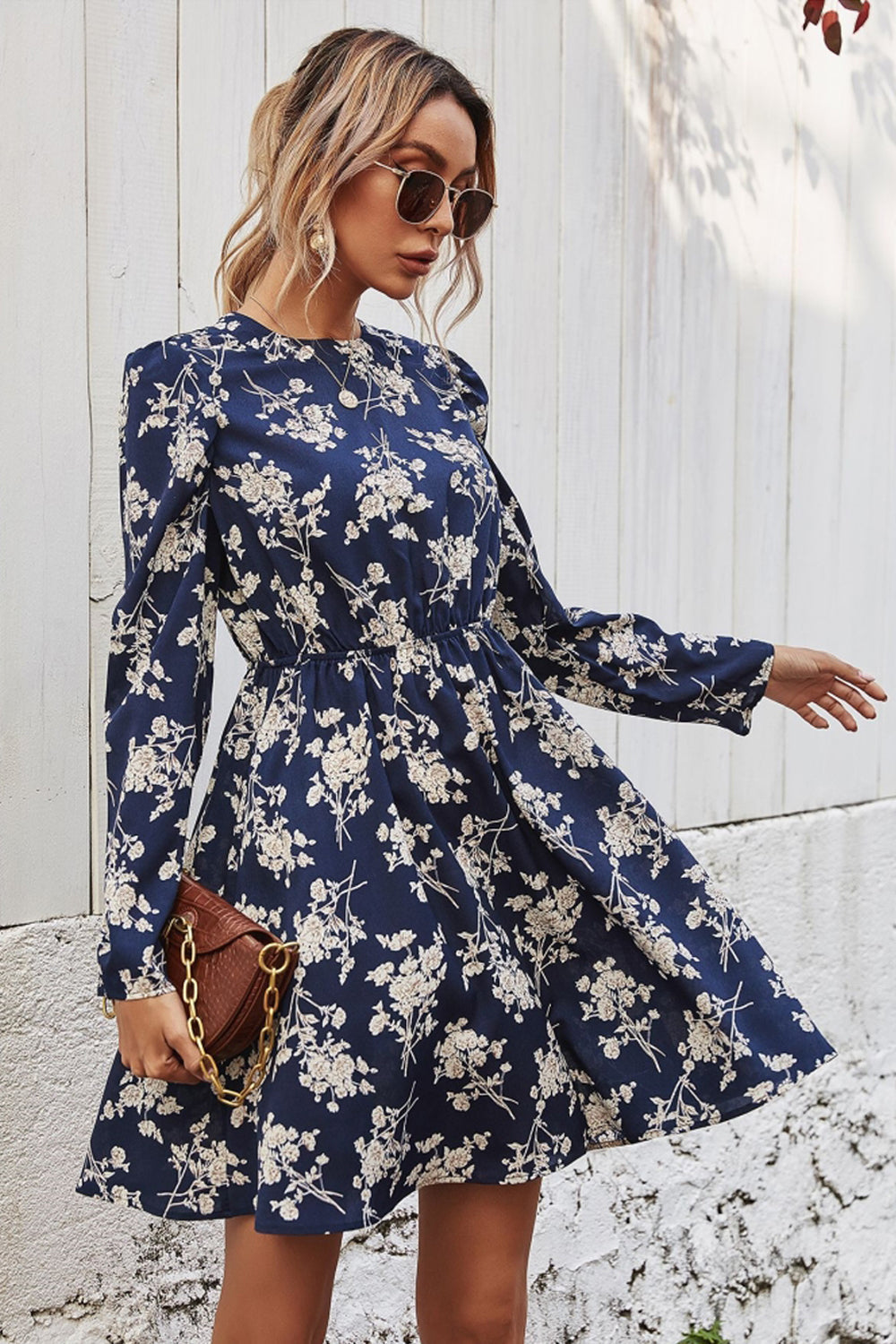 Creamtopmall Slim Print Long Sleeve Dress