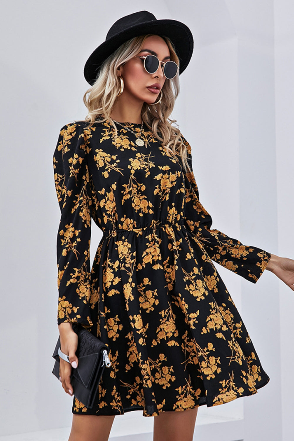 Creamtopmall Slim Print Long Sleeve Dress