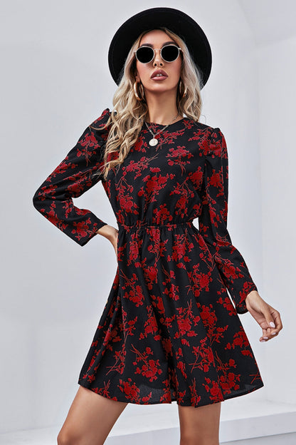 Creamtopmall Slim Print Long Sleeve Dress