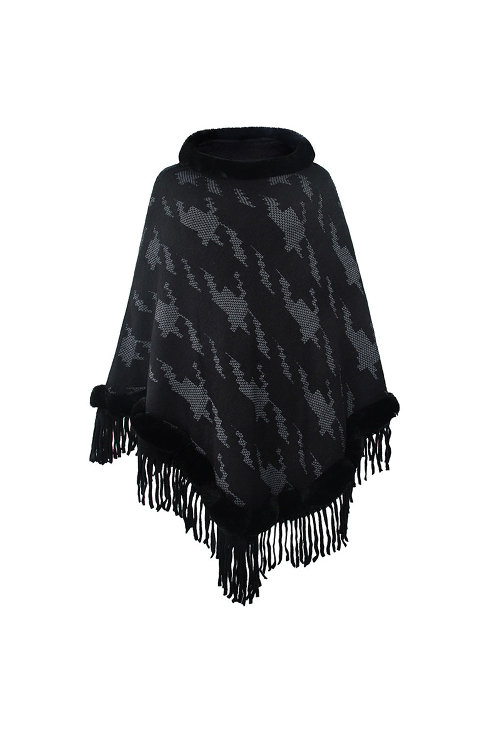 Creamtopmall Furry Collar Tassel Cloak Shawl