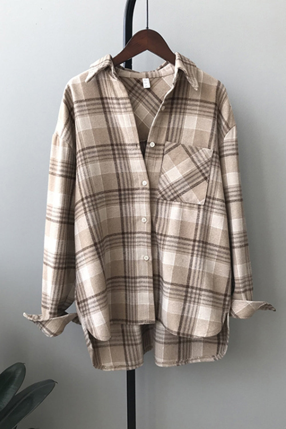 Creamtopmall Thick Loose Warm Plaid Flannel Shirt