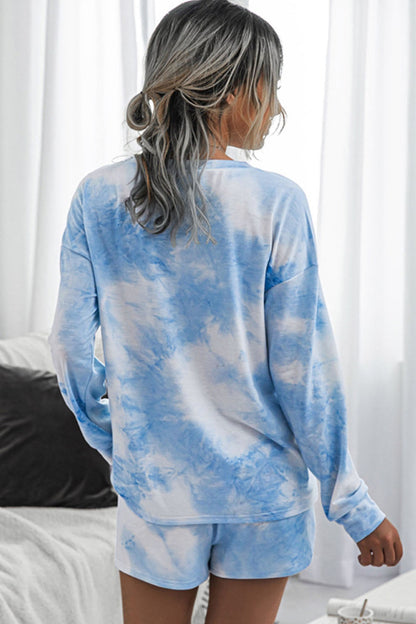 creamtopmall Tie-Dye Short-Sleeved Shorts Pajamas