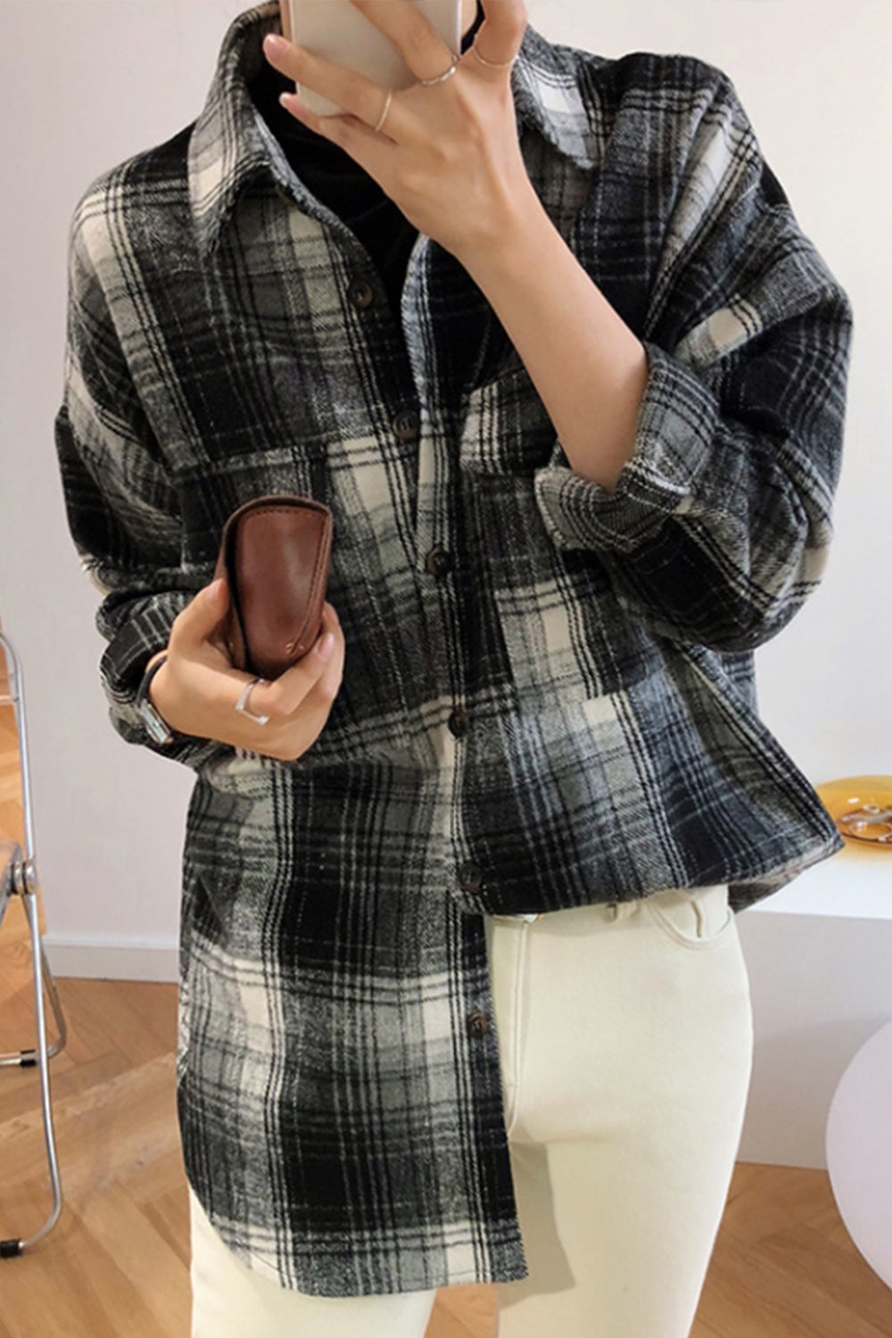 Creamtopmall Flannel Thicken Frosted Plaid Shirt