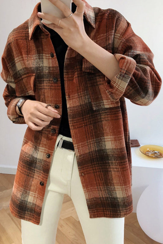 Creamtopmall Flannel Thicken Frosted Plaid Shirt