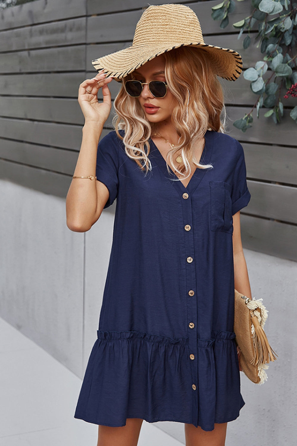 Creamtopmall Short Sleeve A-Line Dress