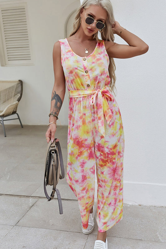 creamtopmall Tie-Dye Tie Jumpsuit