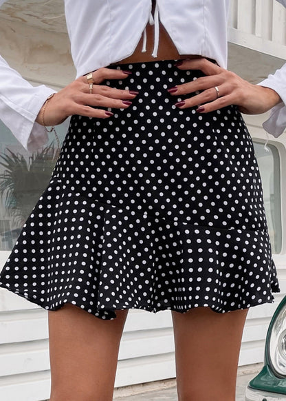 Creamtopmall High Waist Polka Dot Ruffle Dress