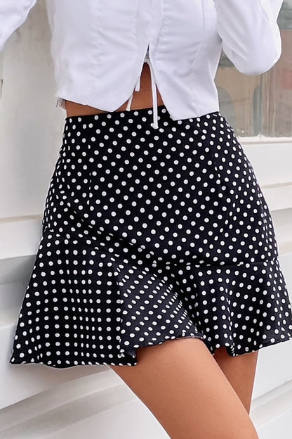 Creamtopmall High Waist Polka Dot Ruffle Dress