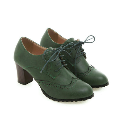 Creamtopmall High-heeled lace-up brogues