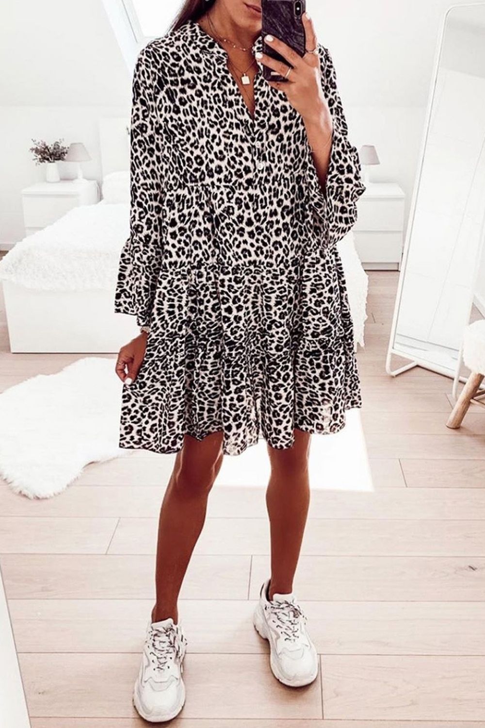 Creamtopmall Oversized Leopard Loose Dress