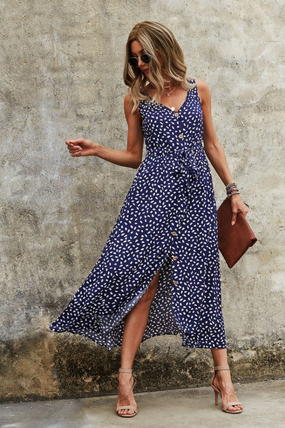 Creamtopmall Polka Dot Sling Maxi Dress