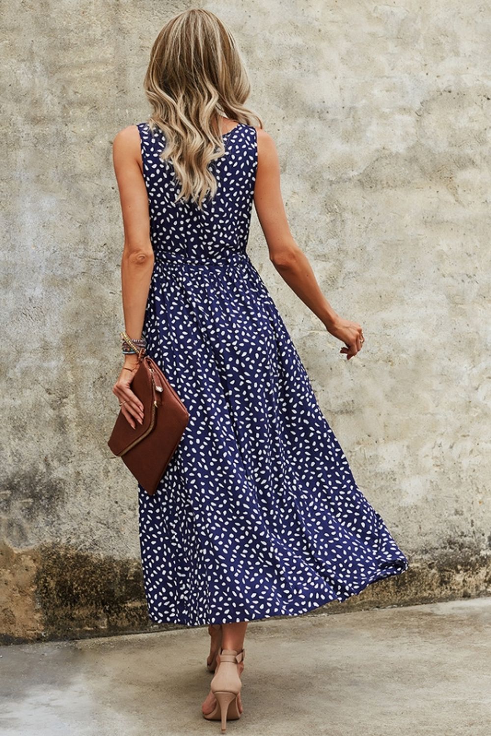 Creamtopmall Polka Dot Sling Maxi Dress