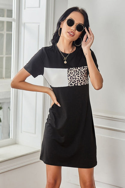 Creamtopmall Leopard Print Patchwork Dress