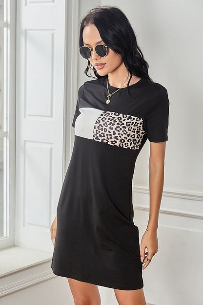 Creamtopmall Leopard Print Patchwork Dress