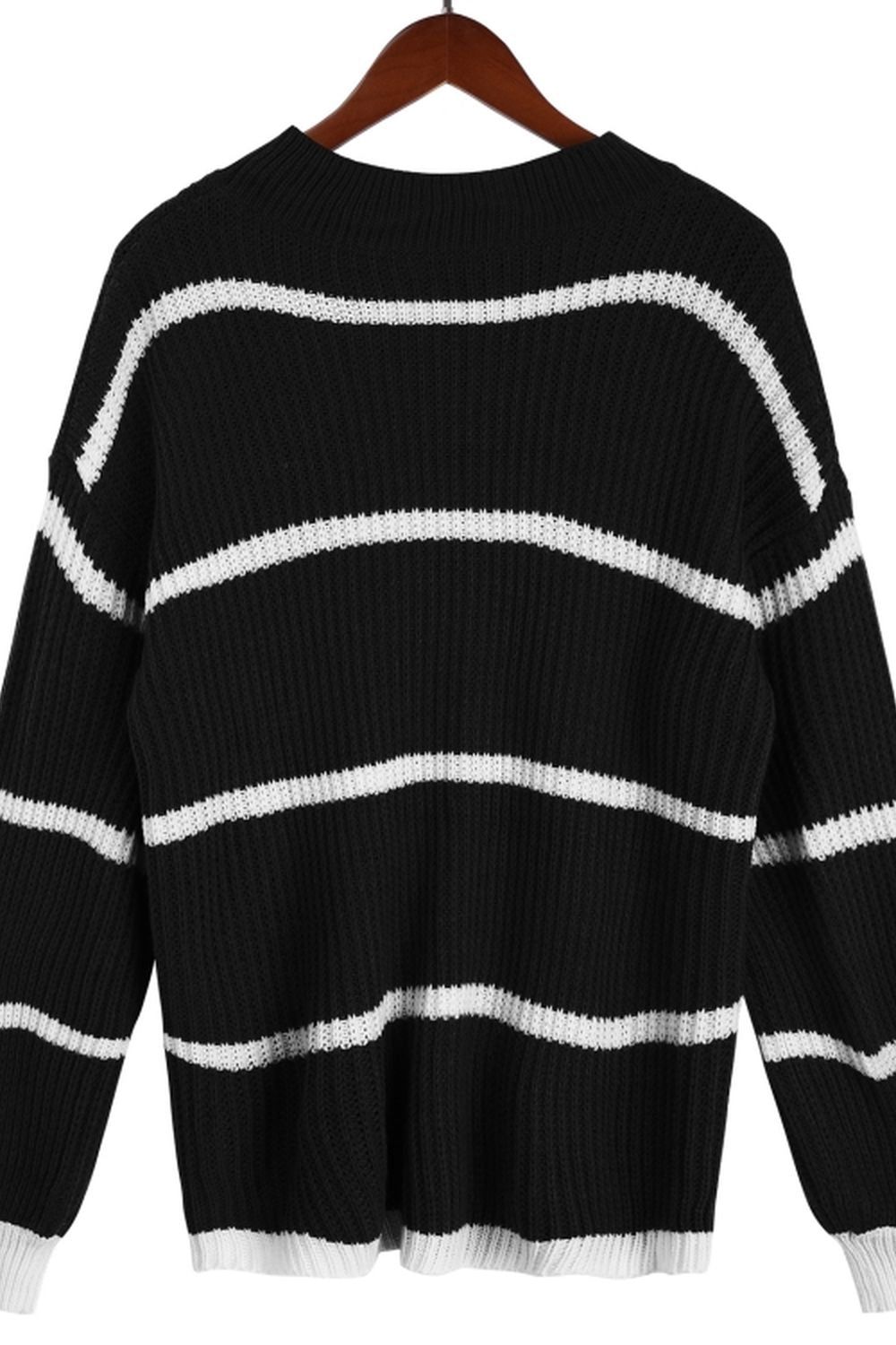 Creamtopmall Round Neck Loose Striped Knit Pullover