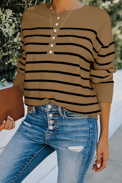 Creamtopmall Long-Sleeved Striped Sweater