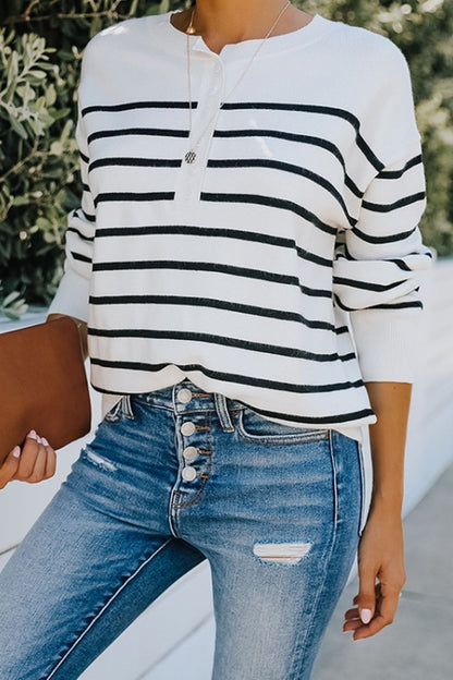 Creamtopmall Long-Sleeved Striped Sweater