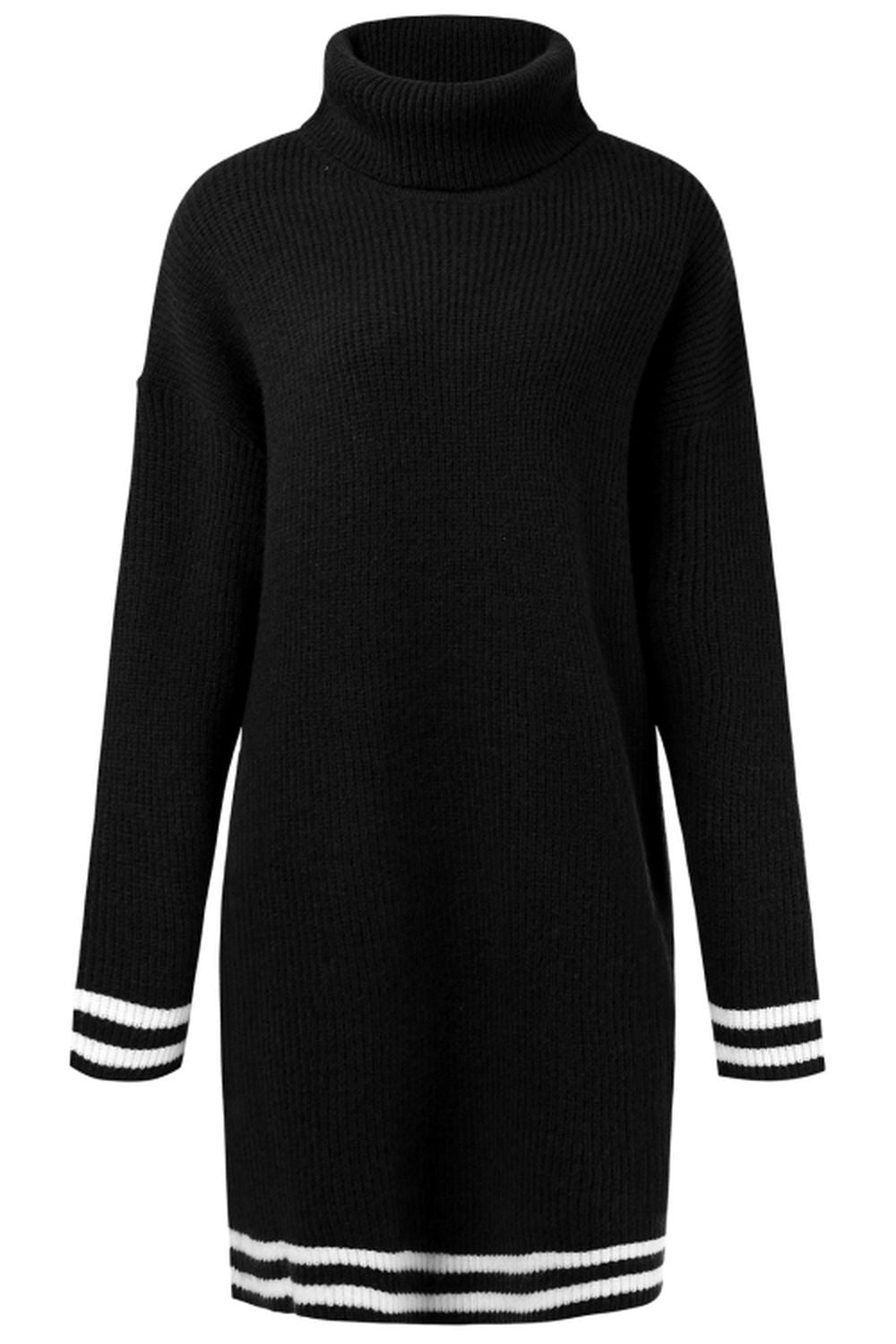 Creamtopmall High Neck Long Sleeve Knitted Dress