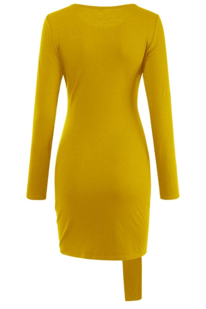 Creamtopmall Solid Color Tie Sheath Dress