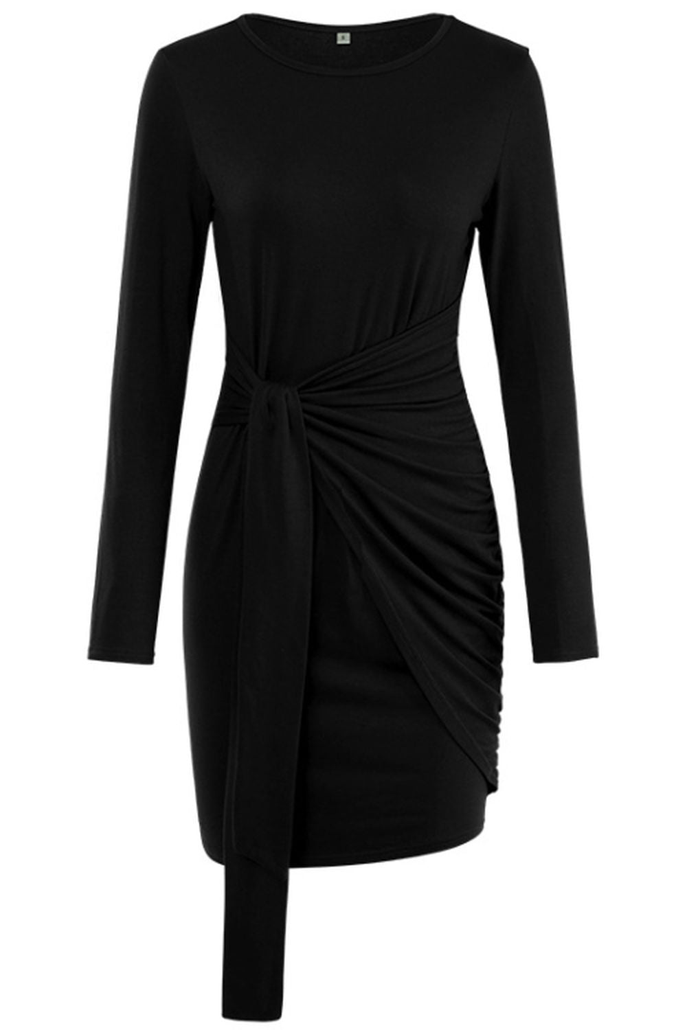 Creamtopmall Solid Color Tie Sheath Dress