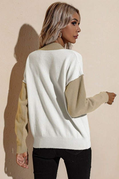 Creamtopmall Contrast Loose Long Sleeve Pullover