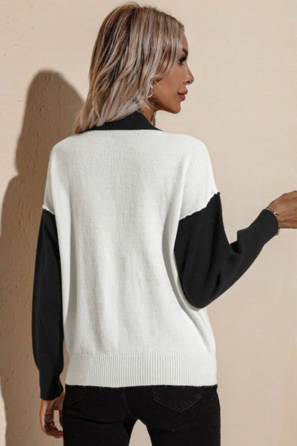 Creamtopmall Contrast Loose Long Sleeve Pullover