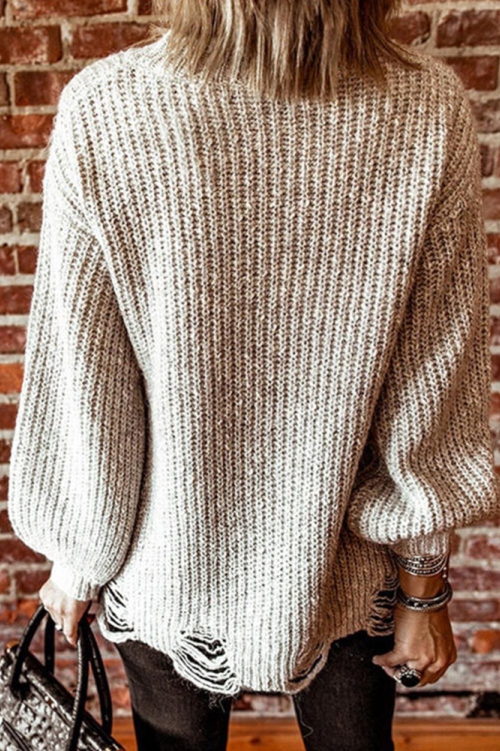 Creamtopmall Ripped Knitted Sweater