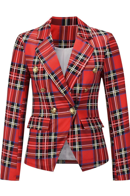 Creamtopmall Plaid Casual Blazer