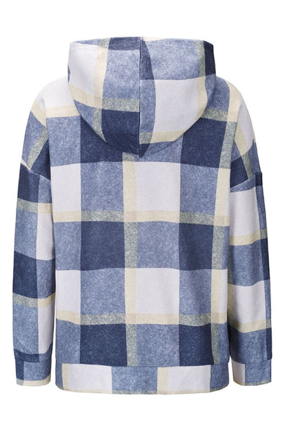 Creamtopmall Plaid Hooded Zipper Coat