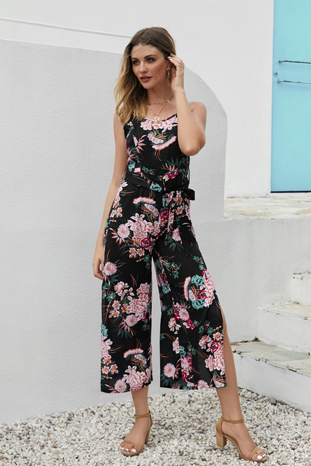 Creamtopmall Printed Sling Wide Leg Piece