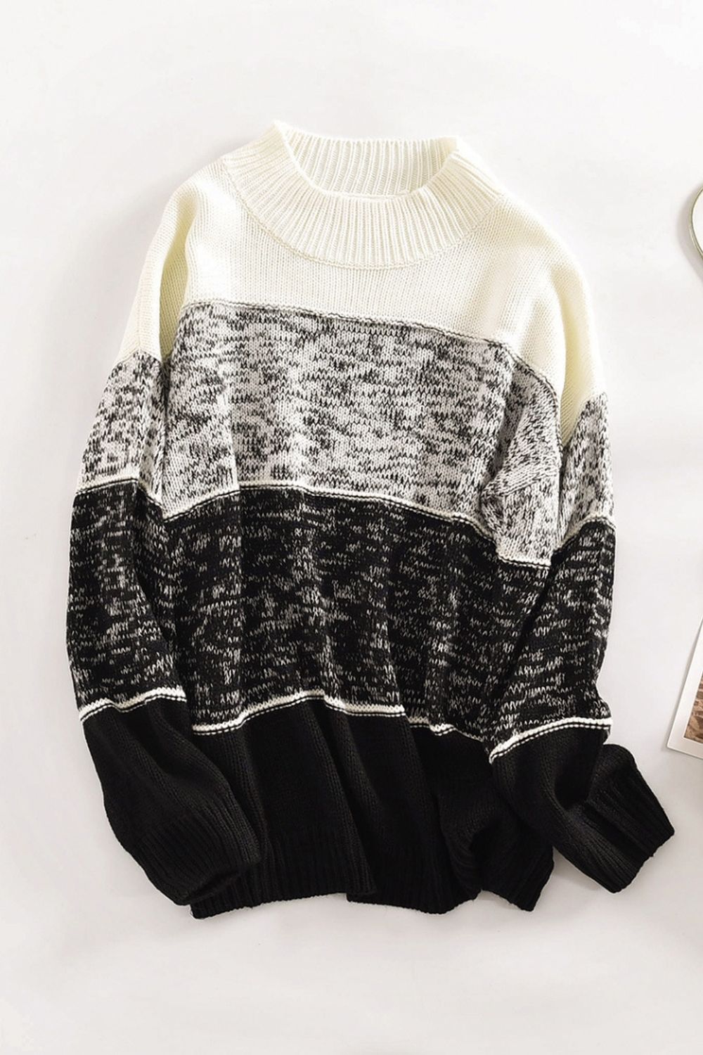 Creamtopmall Contrast Round Neck Pullover