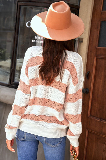 Creamtopmall Striped Long-Sleeve Sweater