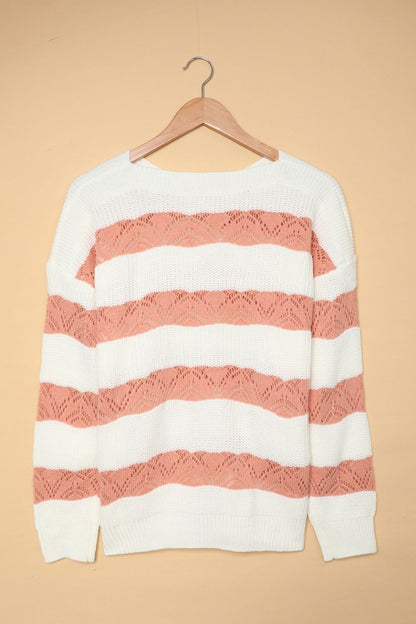 Creamtopmall Striped Long-Sleeve Sweater