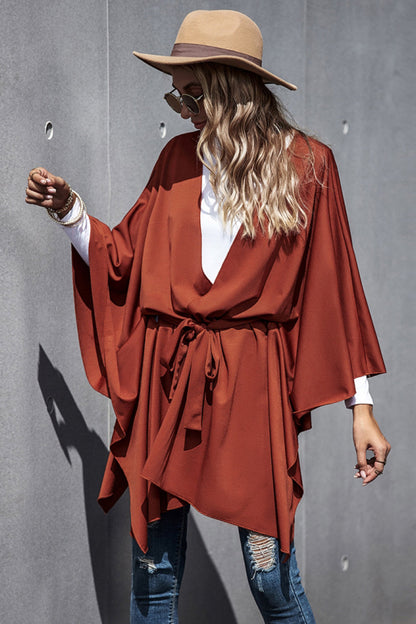 Creamtopmall Bat-Sleeve Strappy Cloak Coat